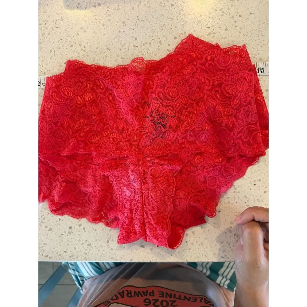 Quince Stretch Lace Cheeky Brief (6-Pack) Ruby Red Size Medium